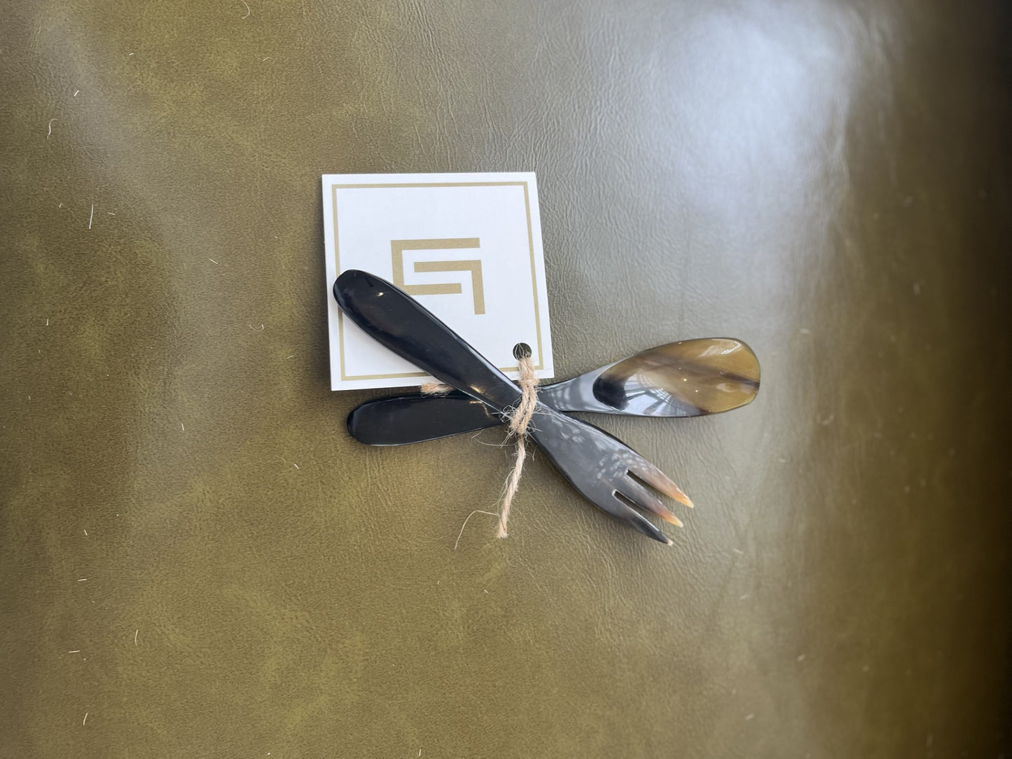 NATURAL HORN FORK AND SPOON PAIR