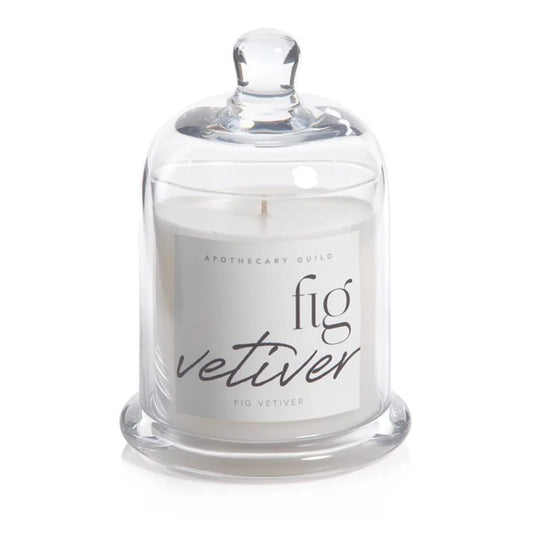 APOTHECARY GUILD CANDLE WITH GLASS  DOME-FIG VETIVER