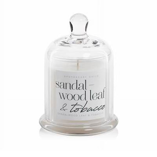 APOTHECARY GUILD CANDLE WITH GLASS DOME- SANDAL WOOD LEAF TOBACCO
