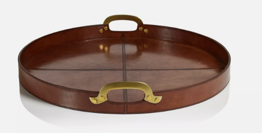 Leather Tray with Brass Handles