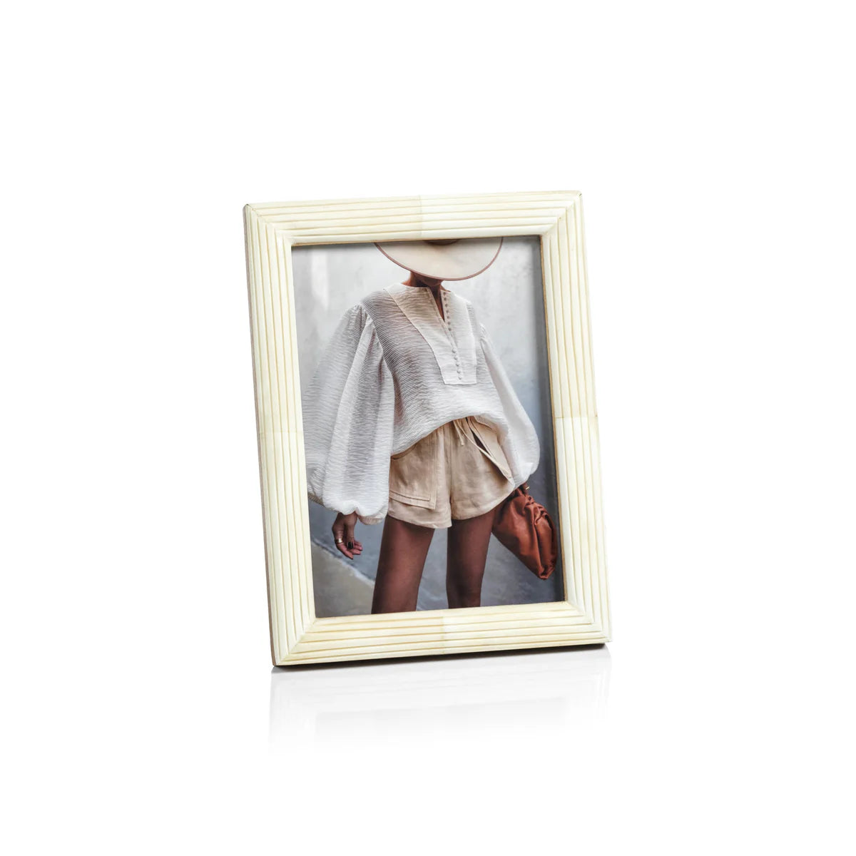 ZODAX WHITE BONE PICTURE FRAME/ 5" X 7"