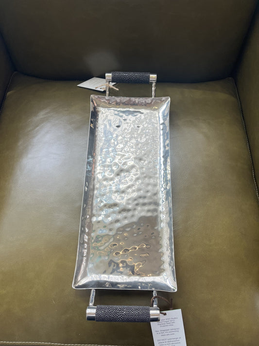 VIVO HAND MADEHAMMERED STAINLESS STEEL RECTANGLE TRAY/ 14"X6"