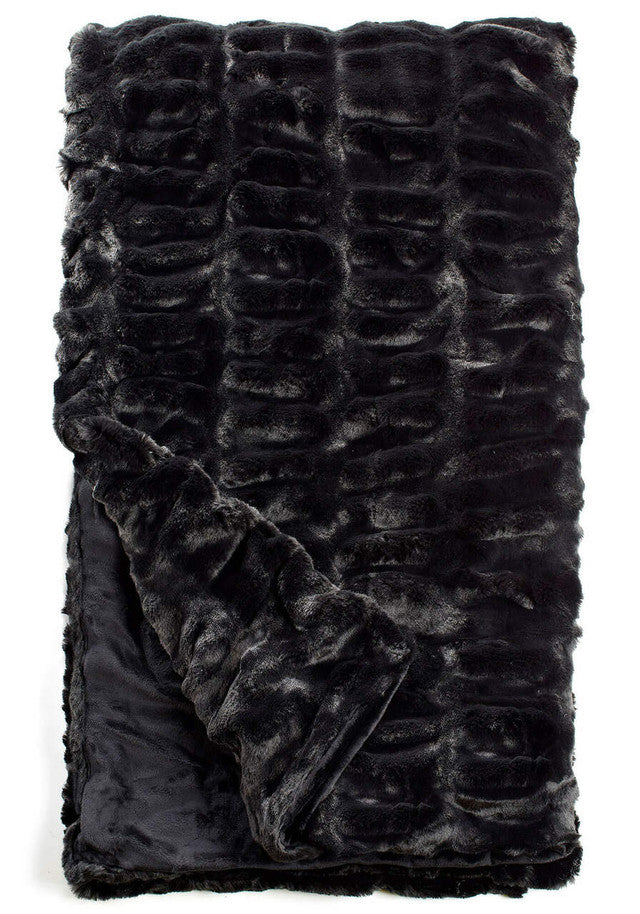 Couture Collection Onyx Mink Faux Fur Throws