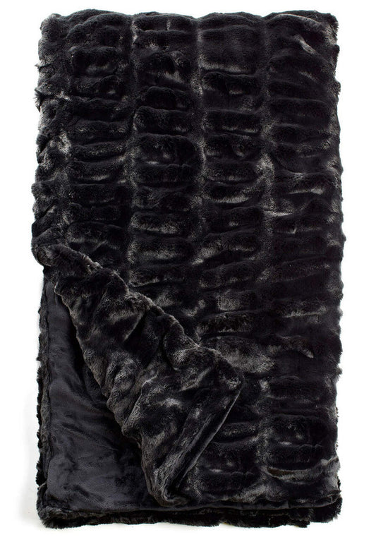 Couture Collection Onyx Mink Faux Fur Throws