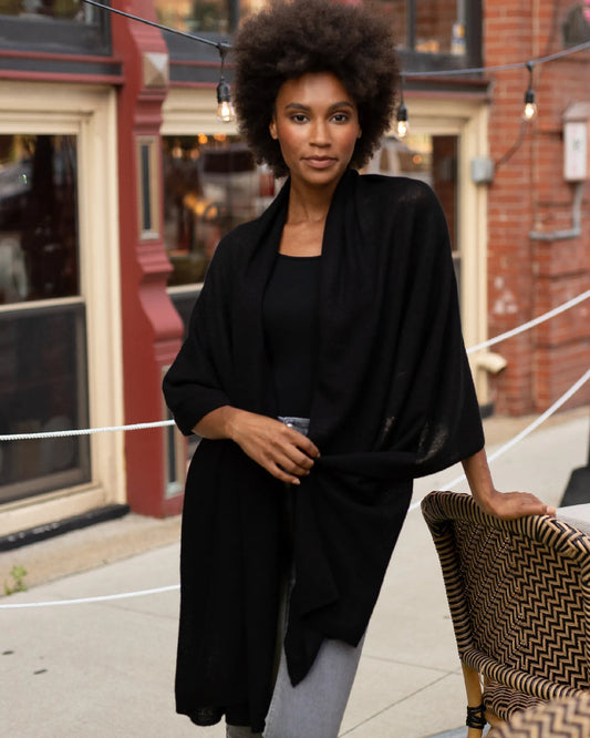 ALASHAN CASHMERE WRAP-EBONY