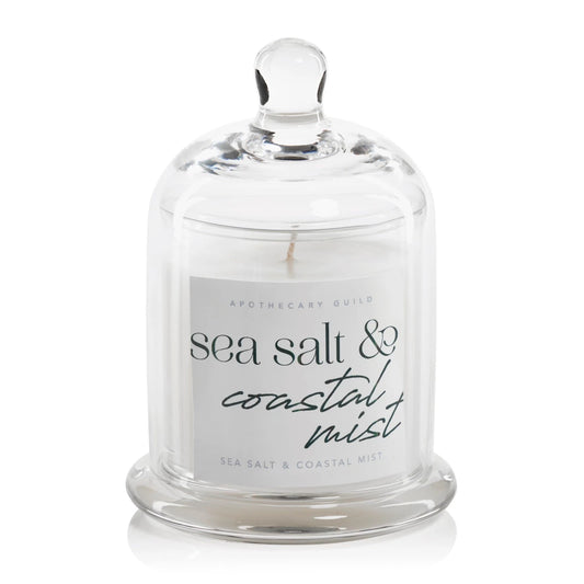 APOTHECARY GUILD CANDLE WITH GLASS DOME-SEA SALT AND COASTAL MIST