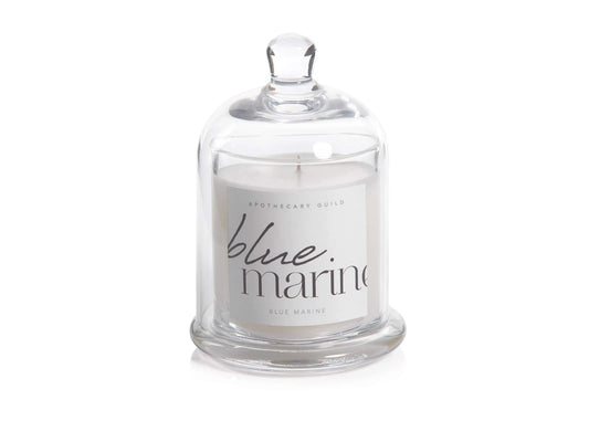 APOTHECARY GUILD CANDLE WITH GLASS DOME-BLUE MARINE